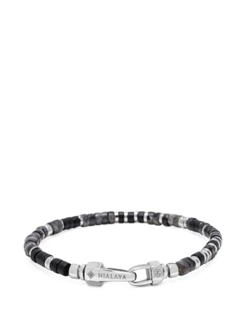 Nialaya Jewelry onyx heishi bracelet Silver MCHCO753