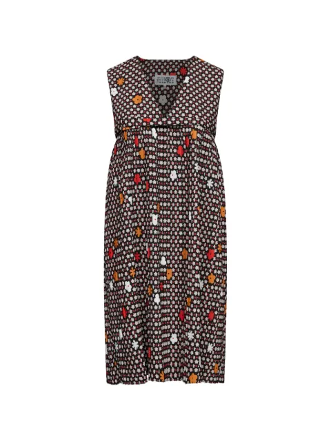 MM6 Maison Margiela V-neck floral-print mini dress Red S62DA0079M35909