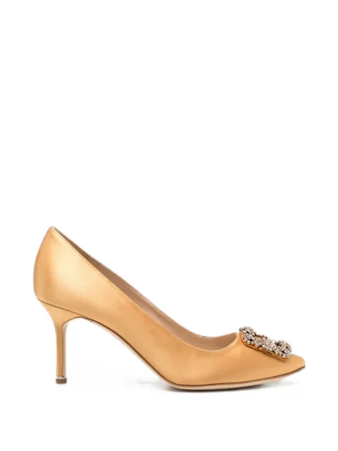 Manolo Blahnik Hangisi crystal-buckle pumps Gold 9XX0667