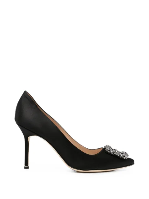 Manolo Blahnik Hangisi crystal-buckle pumps Black 9XX0663