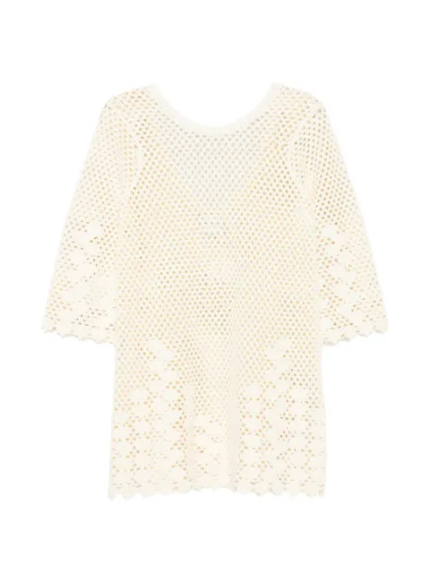Posse Saskia crochet-knit mini dress Neutrals PS2219