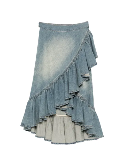 Alaïa Denim ruffle skirt Blue AA9J2623D029D