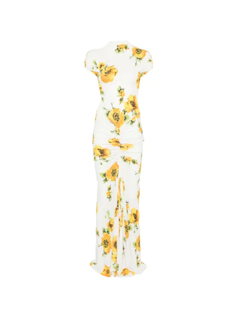 Alaïa draped printed dress White AA9R3173J122D