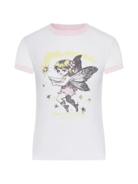 GANNI graphic-print T-shirt White A1050144