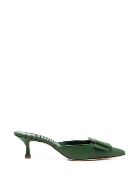 Manolo Blahnik Mayssale buckle-detail mules Green 2190255