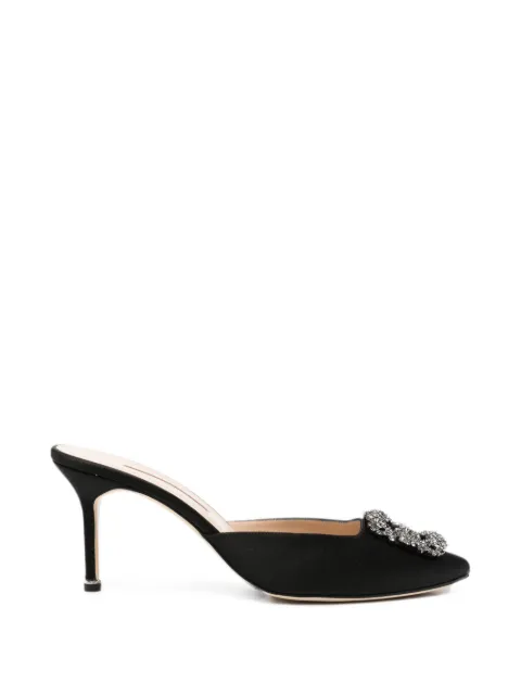 Manolo Blahnik Hangisi crystal-buckle mules Black 9XX0726