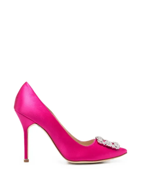 Manolo Blahnik Hangisi crystal-buckle pumps Pink 9XX0318