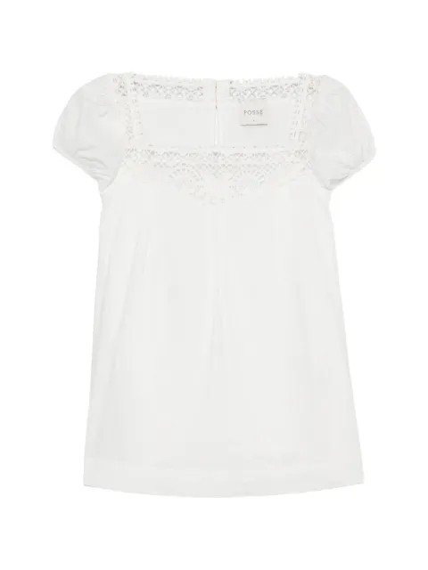 Posse Veda crochet-trim blouse White PS2122VTW