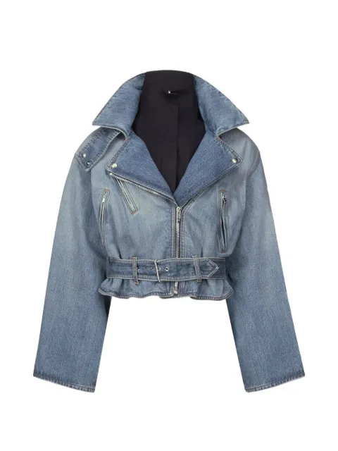 Alaïa layered belted denim jacket Blue AA9V1316D026D