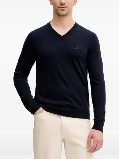 GUESS USA Daren logo-embroidered V-neck sweater Blue M5YR27Z0122