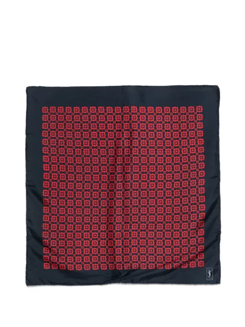 Saint Laurent Pre-Owned 1990s geometric silk scarf Blue SL180ATY