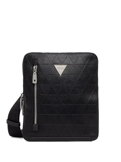 GUESS USA Torino geometric-embossed messenger bag Black HMTOTEP6159