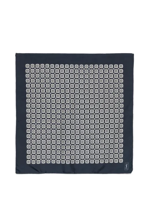 Saint Laurent Pre-Owned 1990s geometric silk scarf Blue SL180ATU