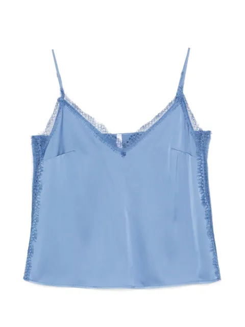 IMPERIAL lace-detail V-neck top Blue RFM4LDG