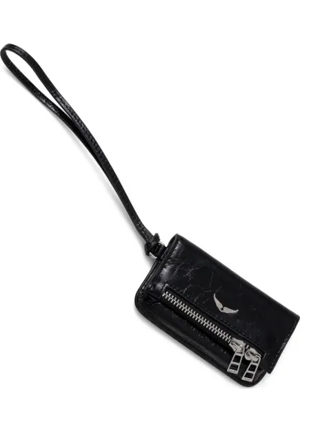 Zadig&Voltaire Le Nano crinkled-leather keyring Black LWOG02282
