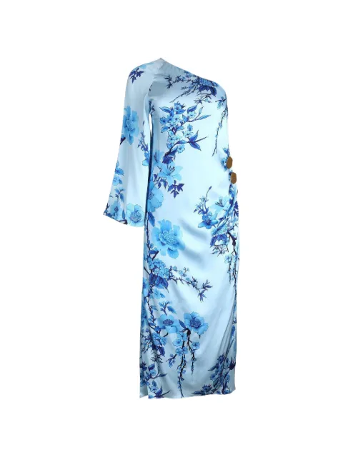 Borgo De Nor Atlantis one-shoulder midi dress Blue ATLANTISCREPESATIN