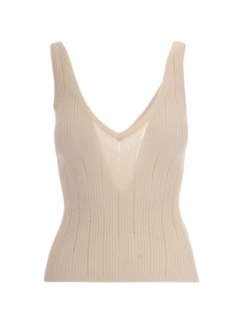 Sessùn V-neck ribbed top Neutrals 26209023FDS