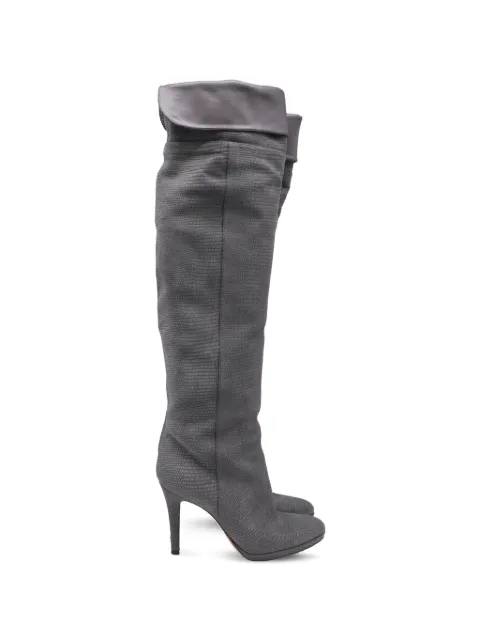 Jimmy Choo Pre-Owned lizard-embossed knee-high boots Grey RFCPUUSSH707779W