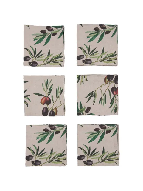LINORICCI olive-print napkins Neutrals 3002SUO