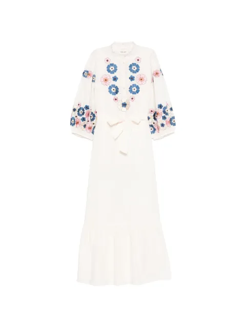 Antik Batik Amantina floral-embroidered ruffled dress Neutrals AMANTINA1LDR