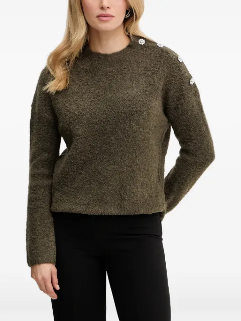 Morgan Mbulle button-embellished crew-neck sweater Green MBULLE