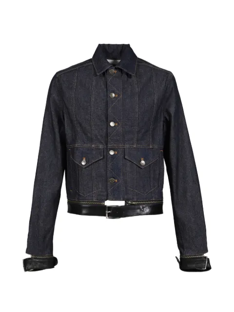 EGONlab. leather-strap denim jacket Blue SS26OU003BTHICKDENIM12OZRAWDENIM