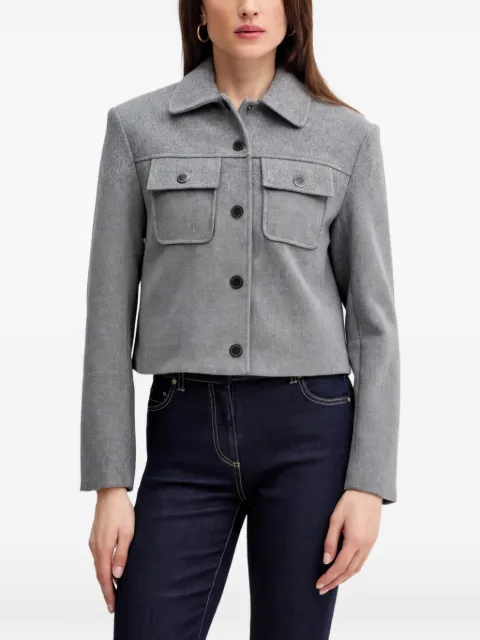 Morgan buttoned-pocket cropped jacket Grey VALMON