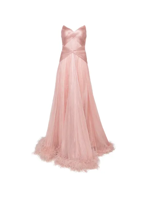 Iris Serban Mikael feather-trim maxi dress Pink MIKAEL