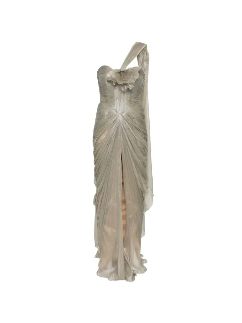 Iris Serban Aria floral one-shoulder maxi dress Grey ARIA