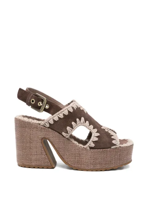 Mou crochet-trim platform sandals Brown SW721002ADPBRO