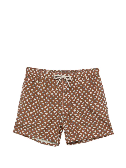 MC2 Saint Barth hat-print swim shorts Brown LIG0003