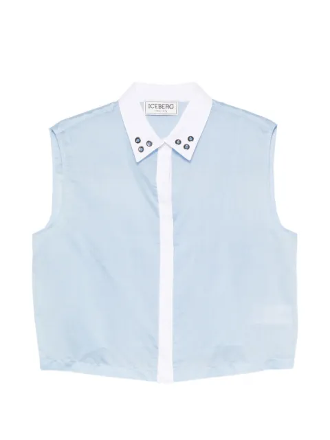 Iceberg eyelet-embellished sleeveless blouse Blue T0515197