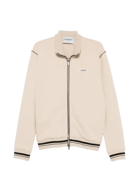 Iceberg striped-trim zip-up sweatshirt Neutrals E0216332