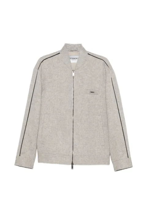 Iceberg logo-plaque side-stripe jacket Grey O0203625