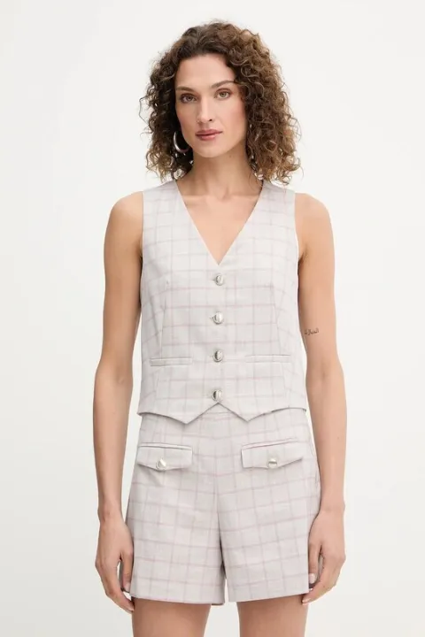 Morgan checked V-neck vest Grey COYOF