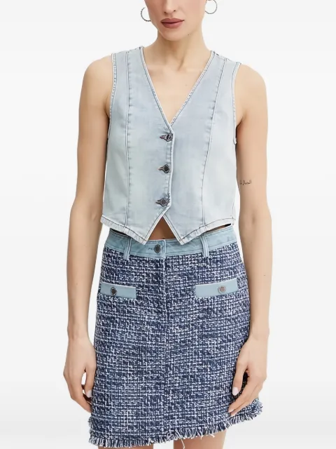 Morgan button V-neck top Blue CFLA