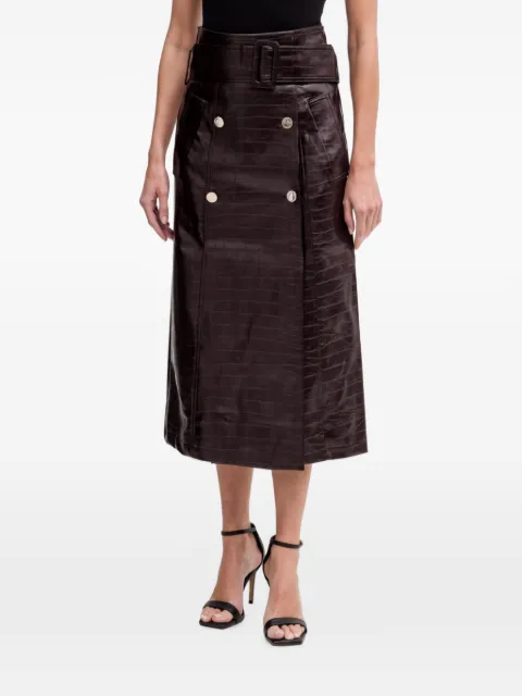 Morgan belted-waist midi skirt Purple JADYNA