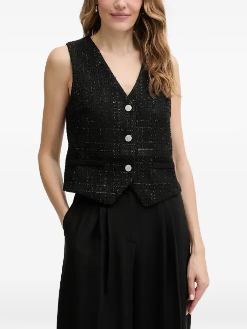 Morgan button V-neck top Black CLACK