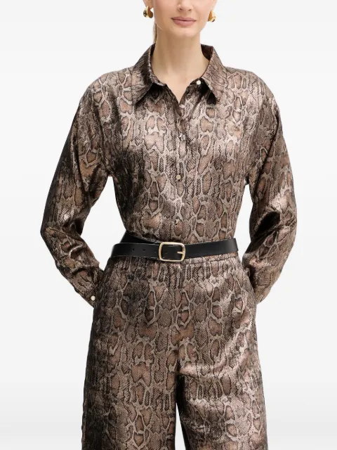 Morgan button-up snakeskin-print shirt Brown CEBILF
