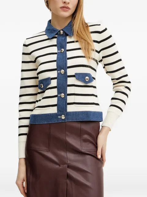 Morgan Naki striped button cardigan White MNAKI
