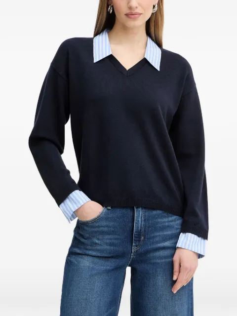 Morgan V-neck long-sleeve sweater Blue MRAYI