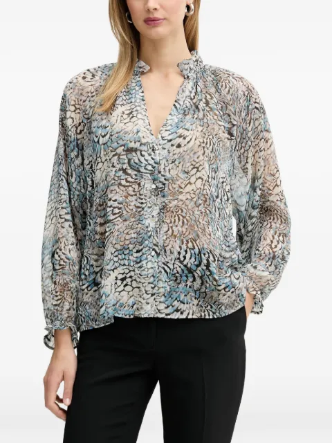 Morgan V-neck printed shirt Blue CESKYF