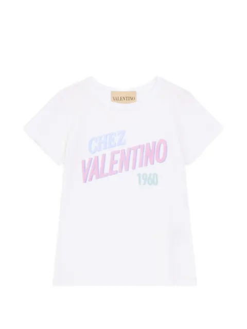 Valentino Garavani cotton jersey T-shirt with Chez 1960 print White BMG26MAA8