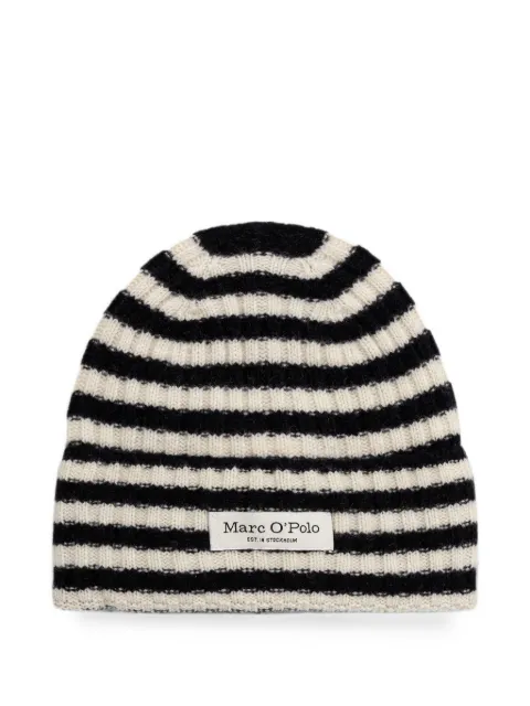Marc O'Polo striped ribbed beanie Black 5000010548