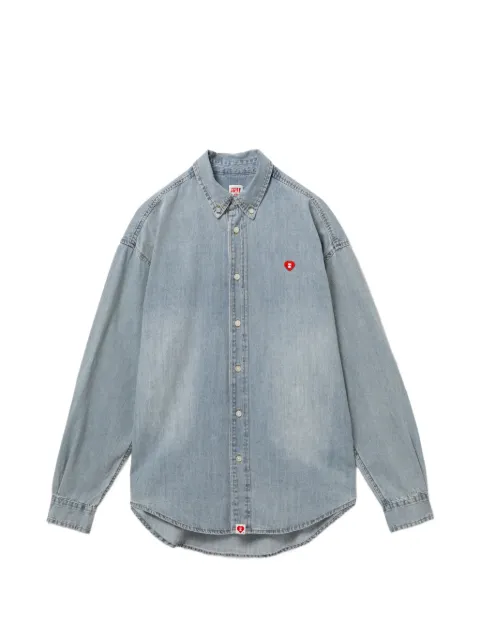 APEE™ by *A BATHING APE® logo-patched long-sleeve shirt Blue 0PXSTAS435A6QBLZ00F