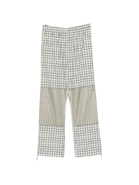 ROA Aair Floweave printed check elasticated waistband pants White YBMW023FA21