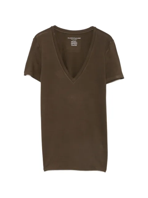 Majestic Filatures V-neck short-sleeve T-shirt Brown E26M001FTS136