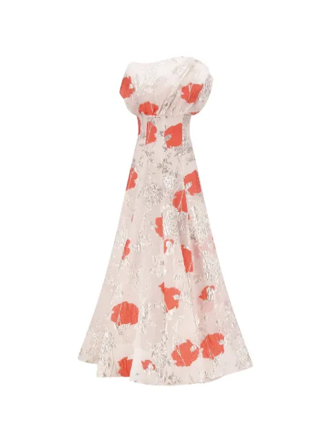 Lela Rose drape floral gown White S269557BLUSHMULTI