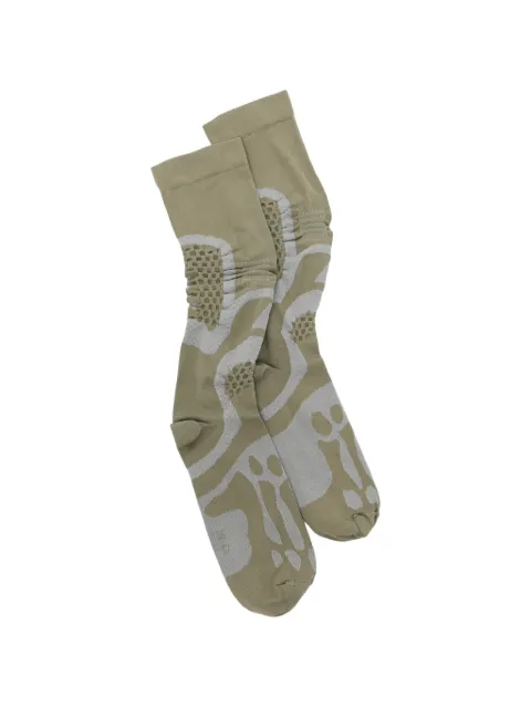 ROA bones logo q skin technical socks Green YBUW005YA05
