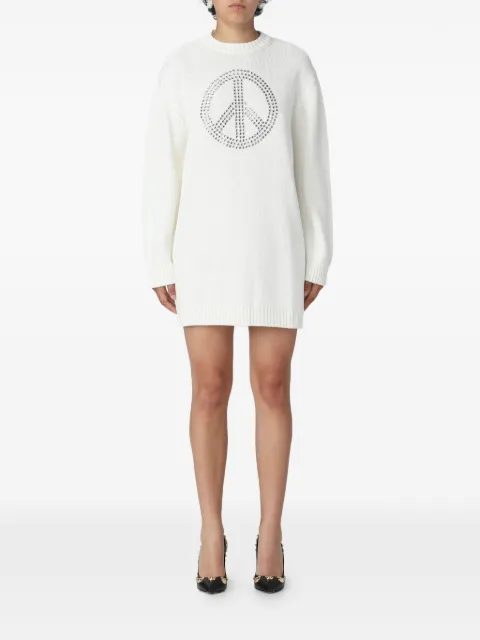 MOSCHINO JEANS embellished peace dress Neutrals A04858207